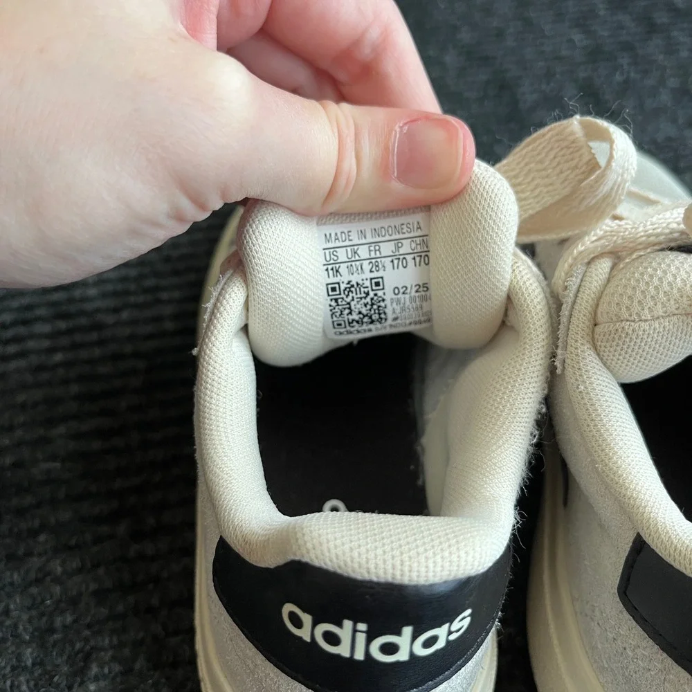 Adidas Grand Court 2.0 Kids Sneakers Cream Black 11K JR5589 Low Top Shoes casual
